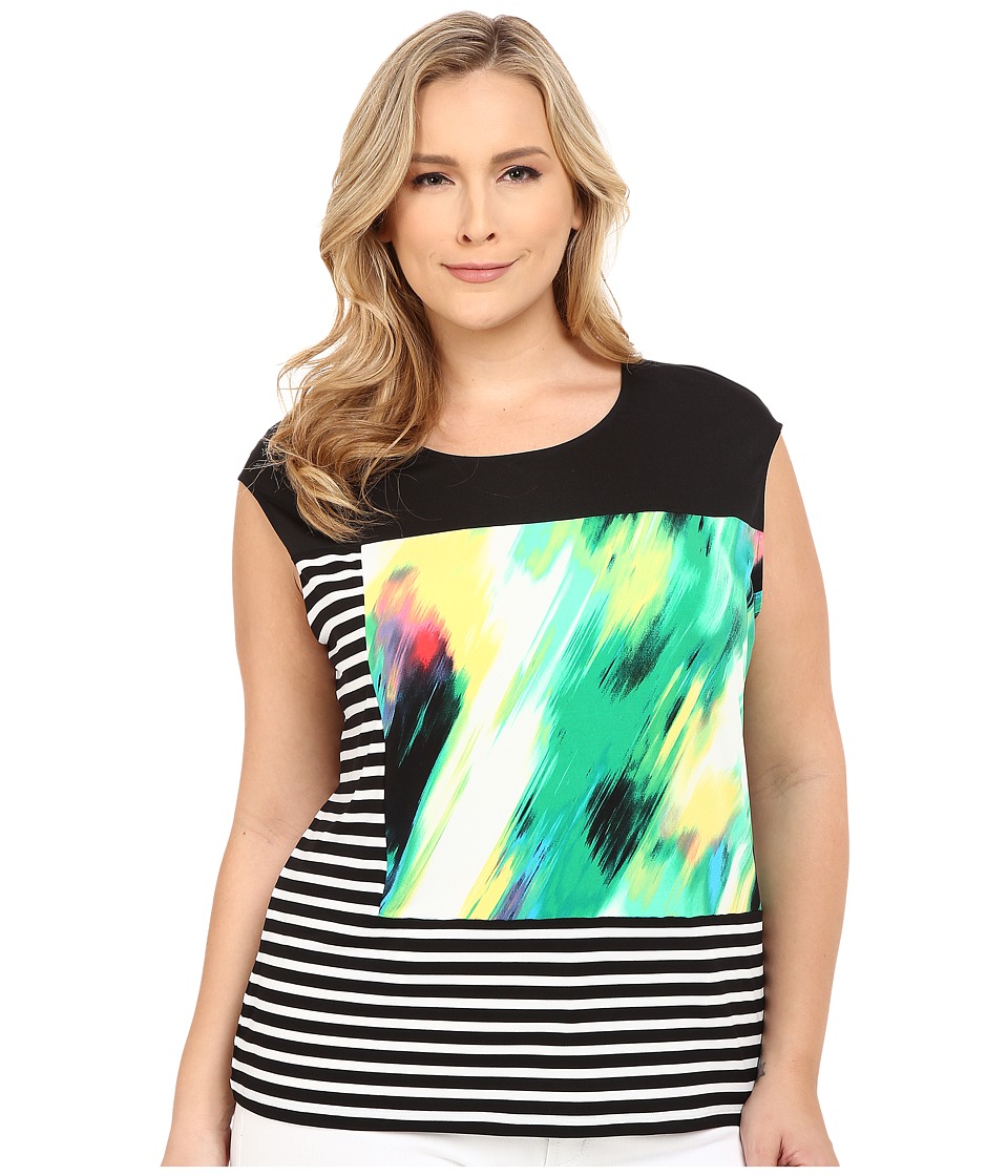 Calvin Klein Plus Plus Size Mixed Print Tee (Grass Daisy Combo) Women