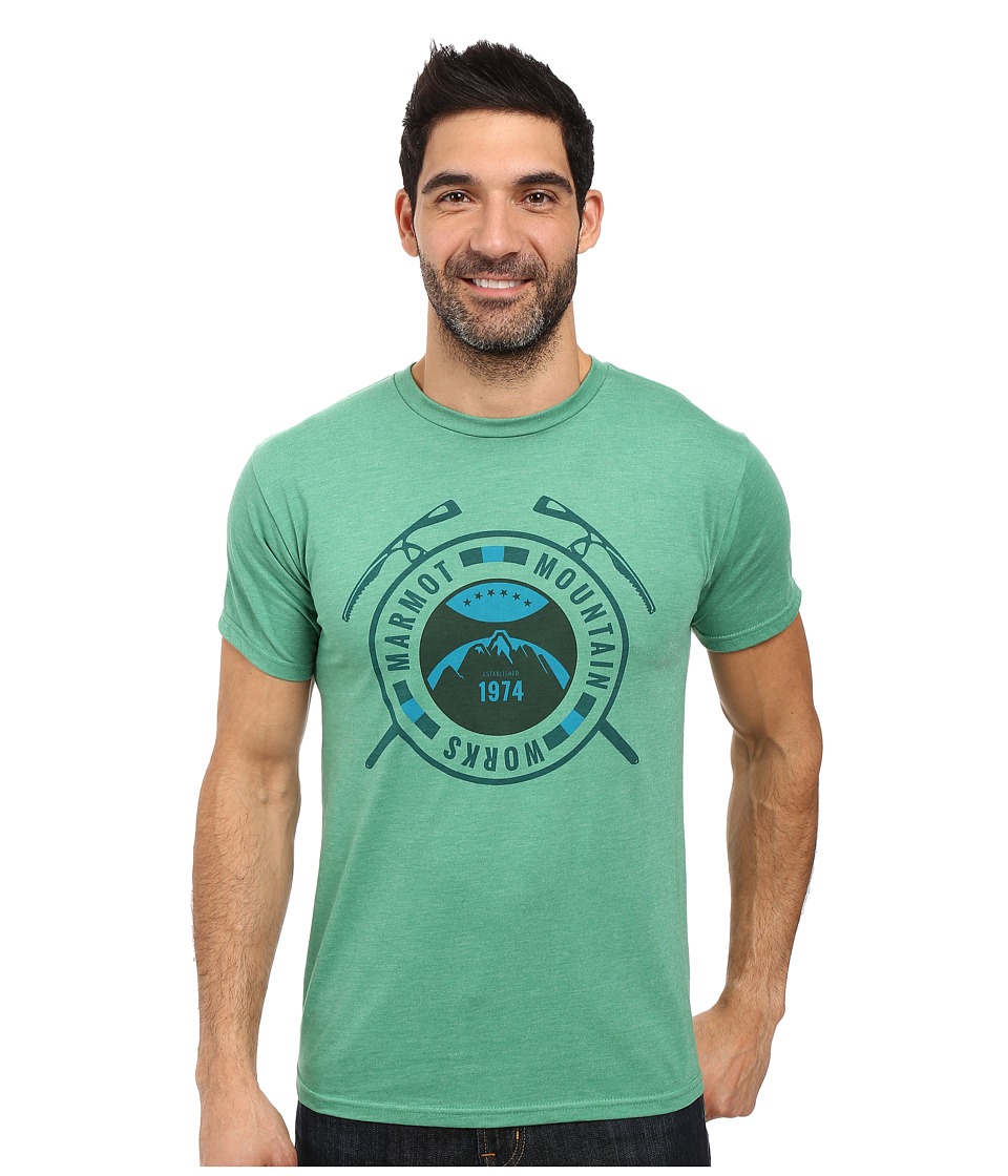Marmot Top Rock Short Sleeve Tee (Green Heather) Men