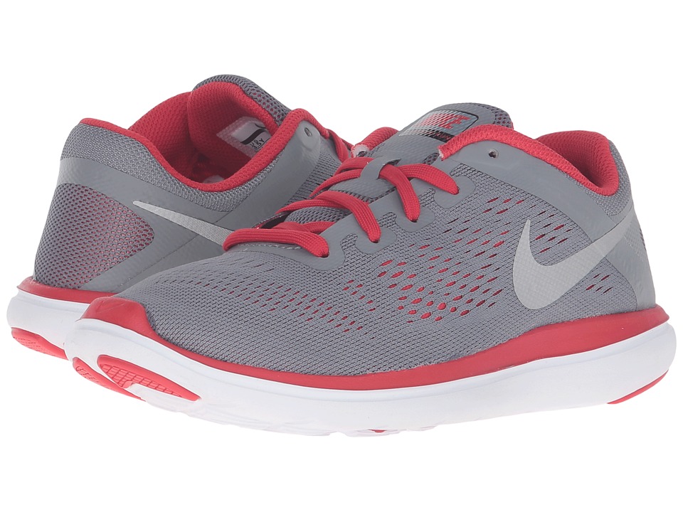 Nike Kids Flex 2016 RN (Big Kid) (Cool Grey/University Red/Black/Metallic Silver) Boys Shoes