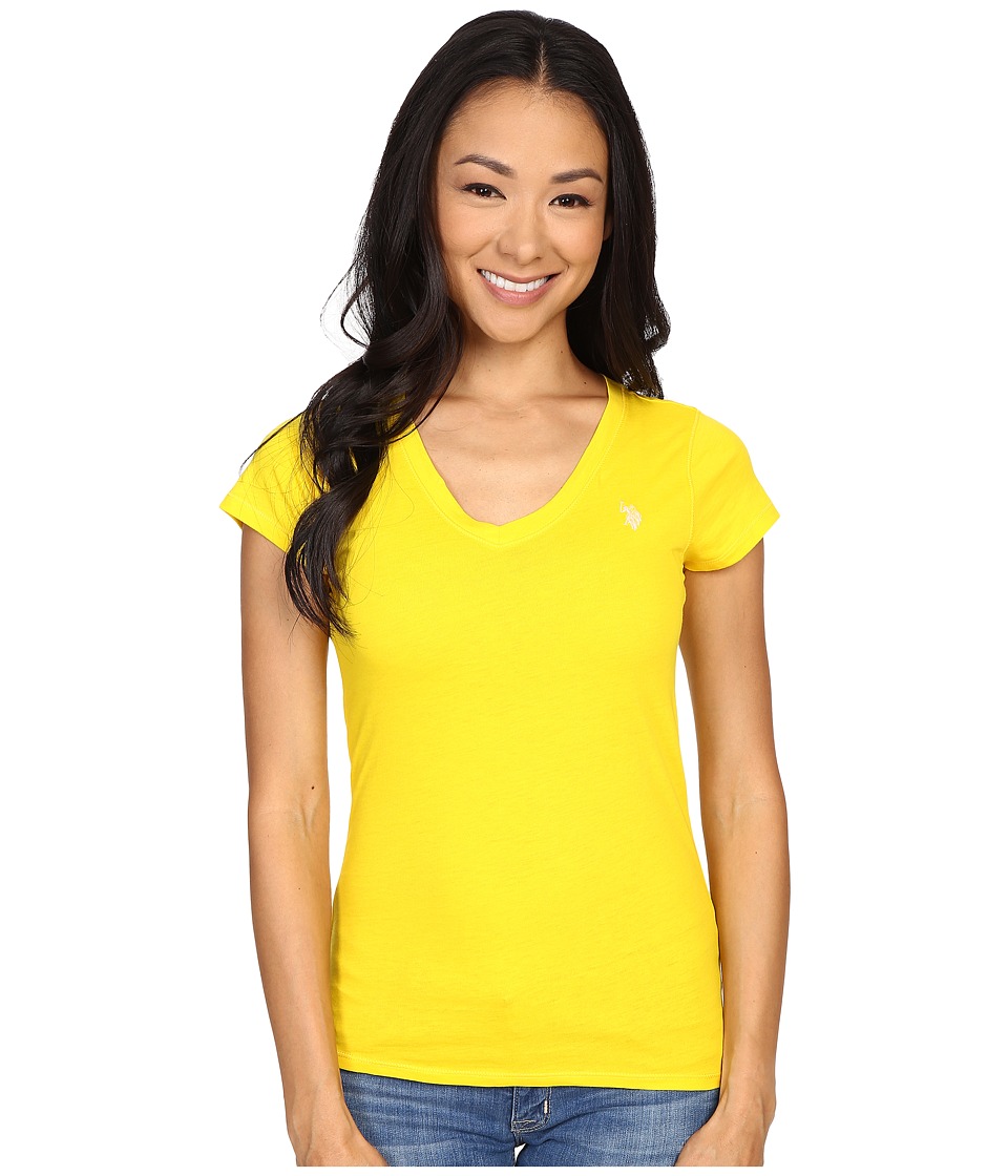 U.S. POLO ASSN. - Solid V-Neck Tee (Sailing Yellow) Women