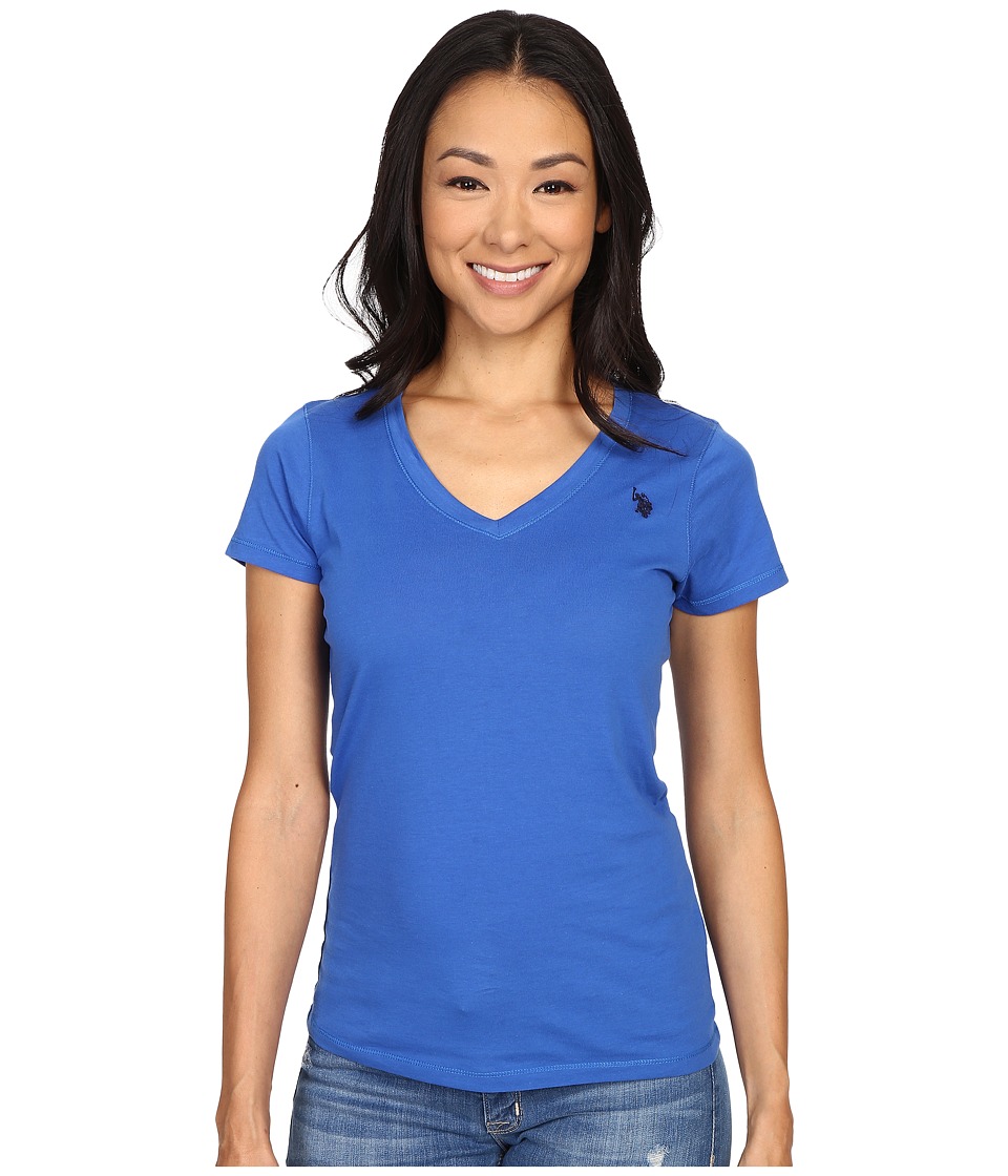 U.S. POLO ASSN. - Solid V-Neck Tee (Nautical Blue) Women