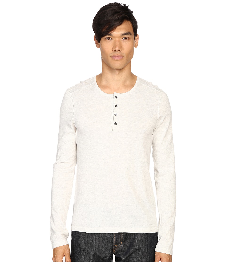 Vince Sporty Jaspe Mix-Stitch Henley (Heather White) Men