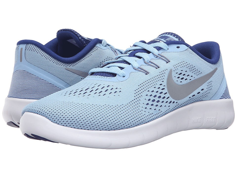 Nike Kids Free RN (Big Kid) (Bluecap/Deep Royal Blue/White/Metallic Silver) Girls Shoes