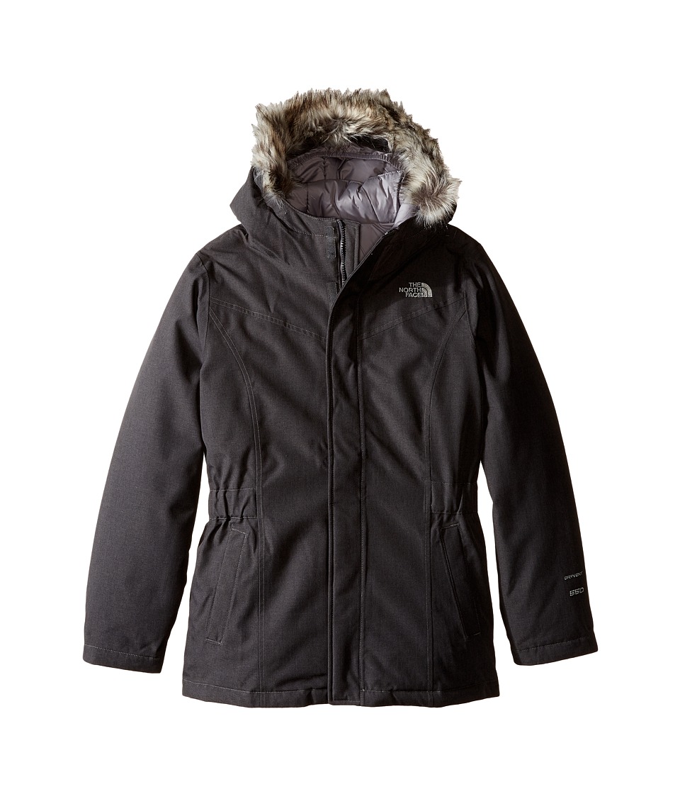 The North Face Kids Greenland Down Parka (Little Kids/Big Kids) (Graphite Grey Heather) Girl