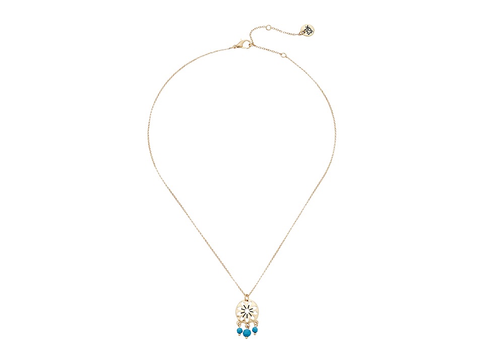 The Sak - 3 Bead Disc Pendant Necklace 16 (Blue) Necklace