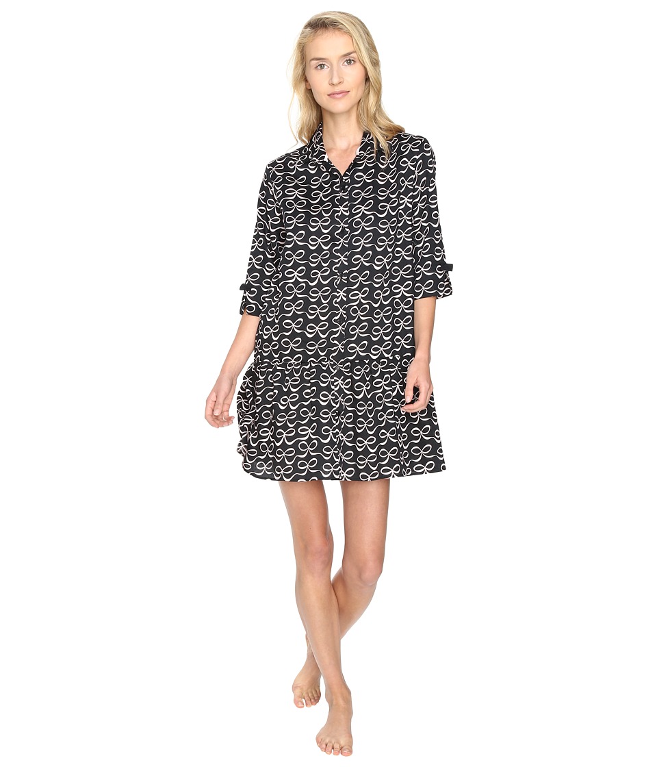 Kate Spade New York - Sateen Sleepshirt (Elegant Bow Black) Women