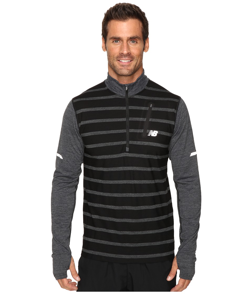 New Balance Performance Merino Half Zip Top (Black Heather) Men