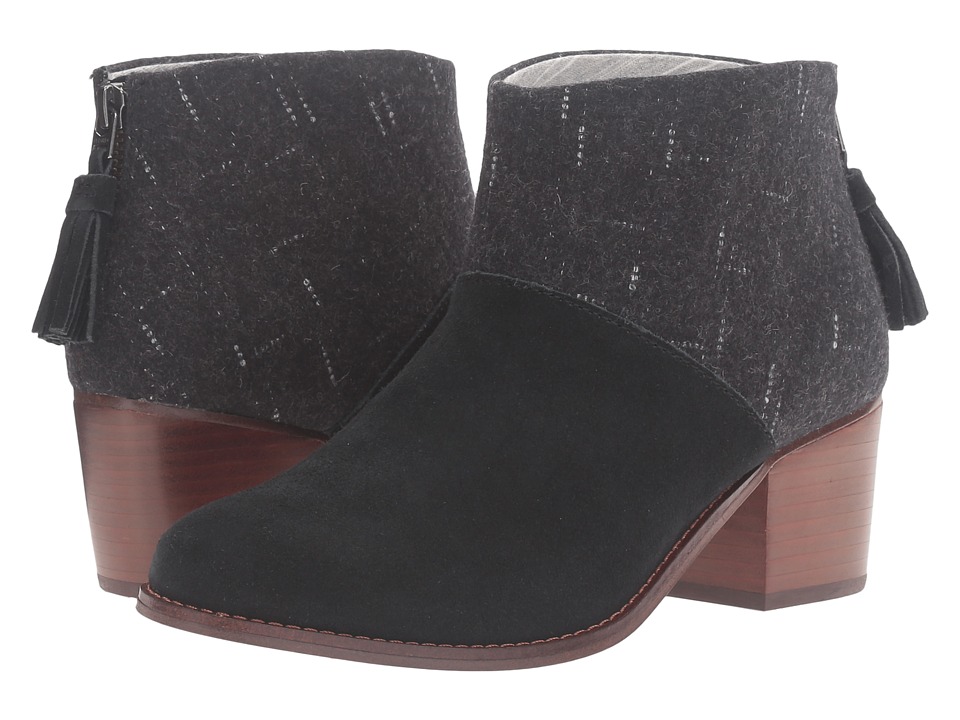 TOMS Leila Bootie (Black Suede/Dotted Wool) Women
