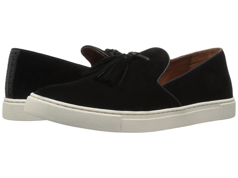 Frye Gemma Tassel Slip (Black Suede/Smooth Vintage Leather) Women