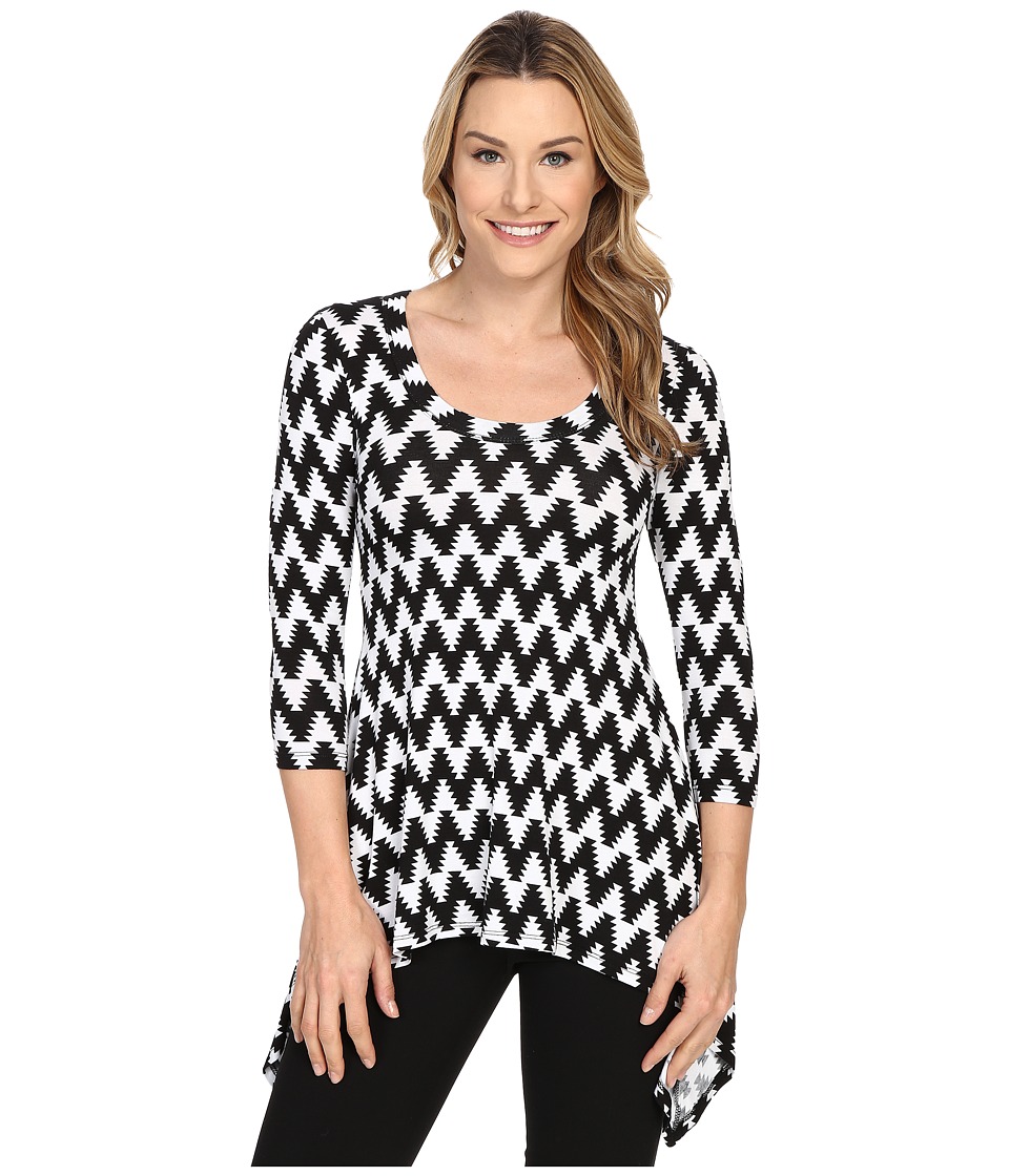 Karen Kane Print 3/4 Sleeve Handkerchief Top (Print) Women
