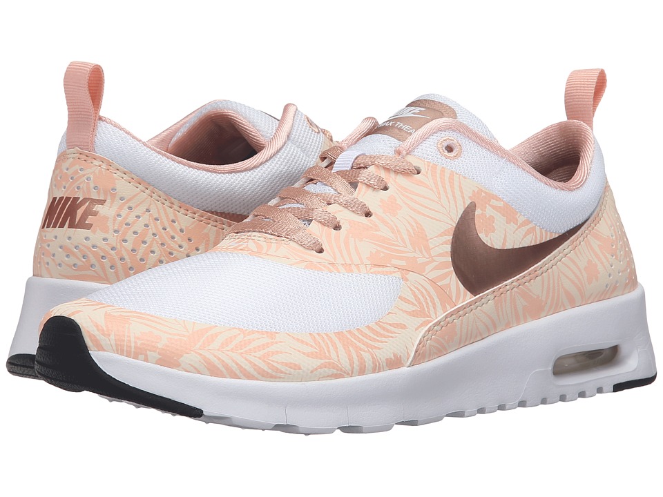 Nike Kids Air Max Thea Print (Big Kid) (White/Pearl White/Arctic Orange/Metallic Red Bronze) Girls Shoes