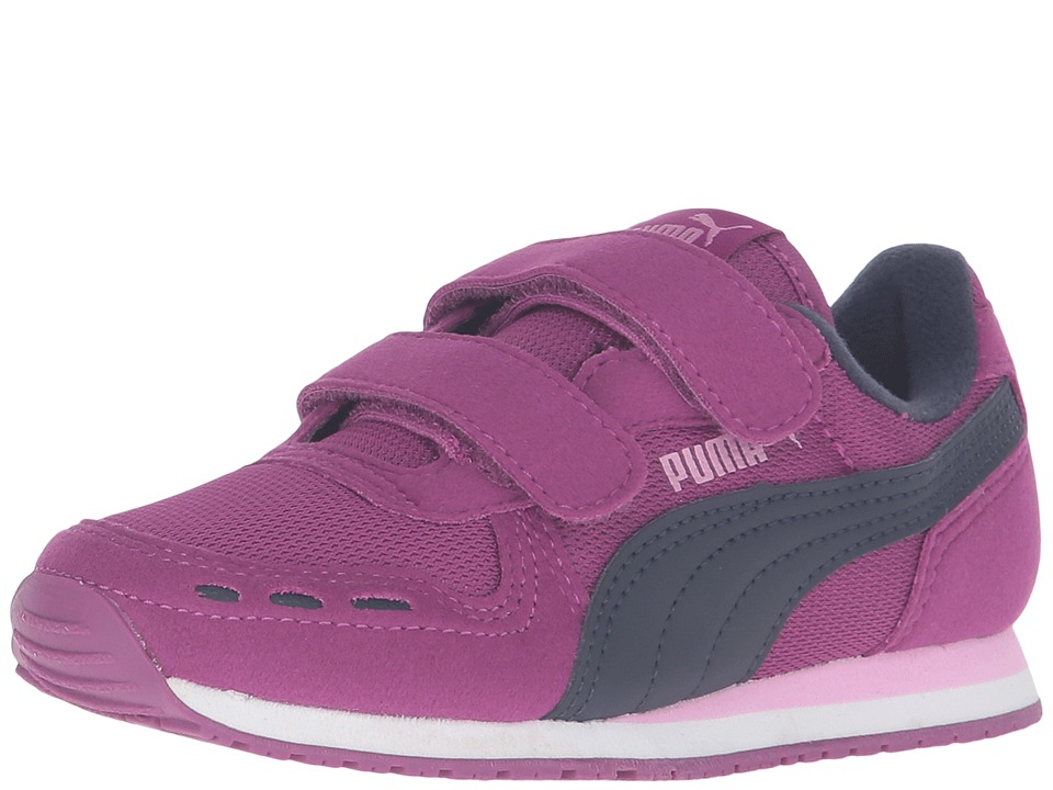 Puma Kids Cabana Racer Mesh V PS (Little Kid/Big Kid) (Hollyhock/Peacoat) Girls Shoes
