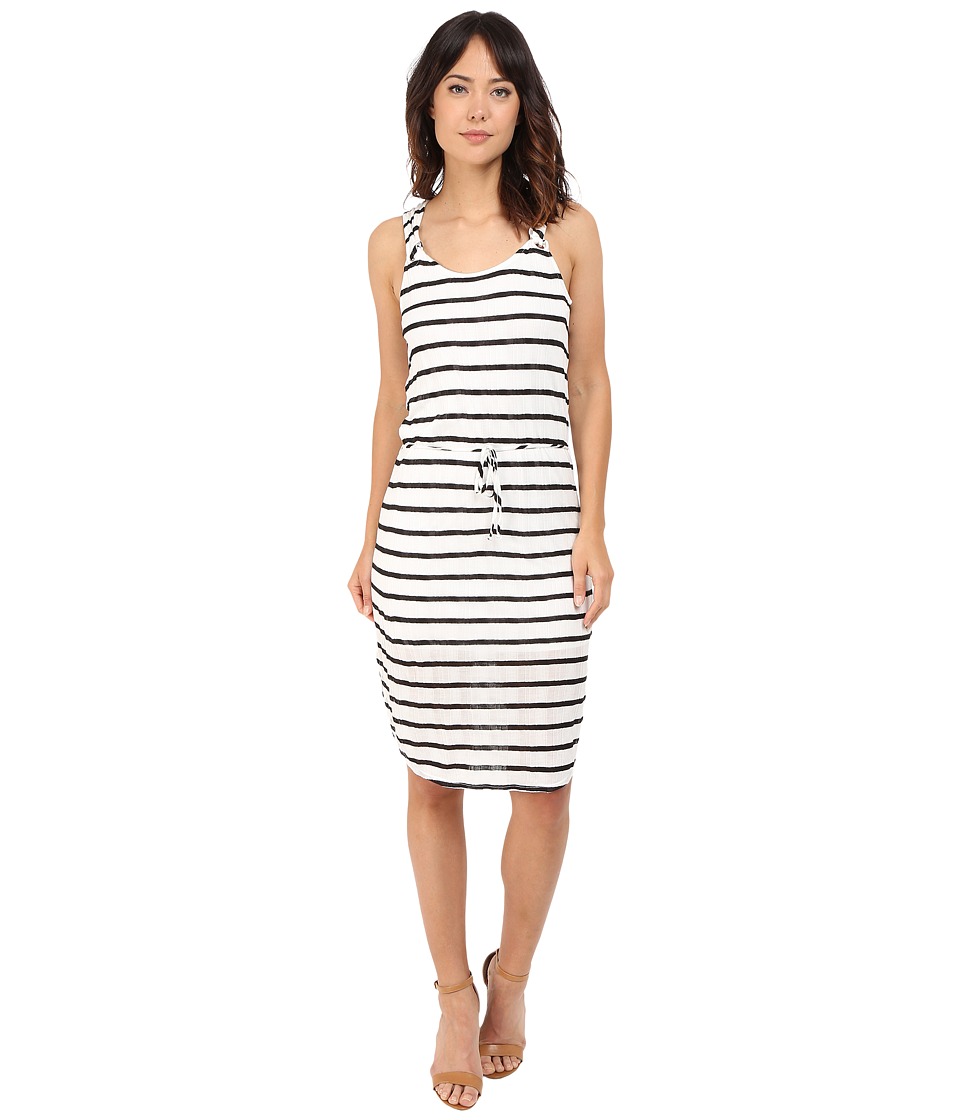 Splendid Huntington Stripe Rib Dress (White/Black) Women