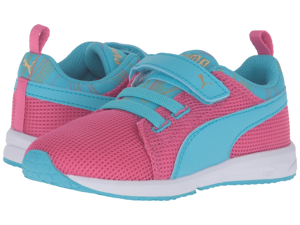 Puma Kids Carson Runner Marble V Inf (Toddler) (Fandango Pink/Blue Atoll) Girls Shoes