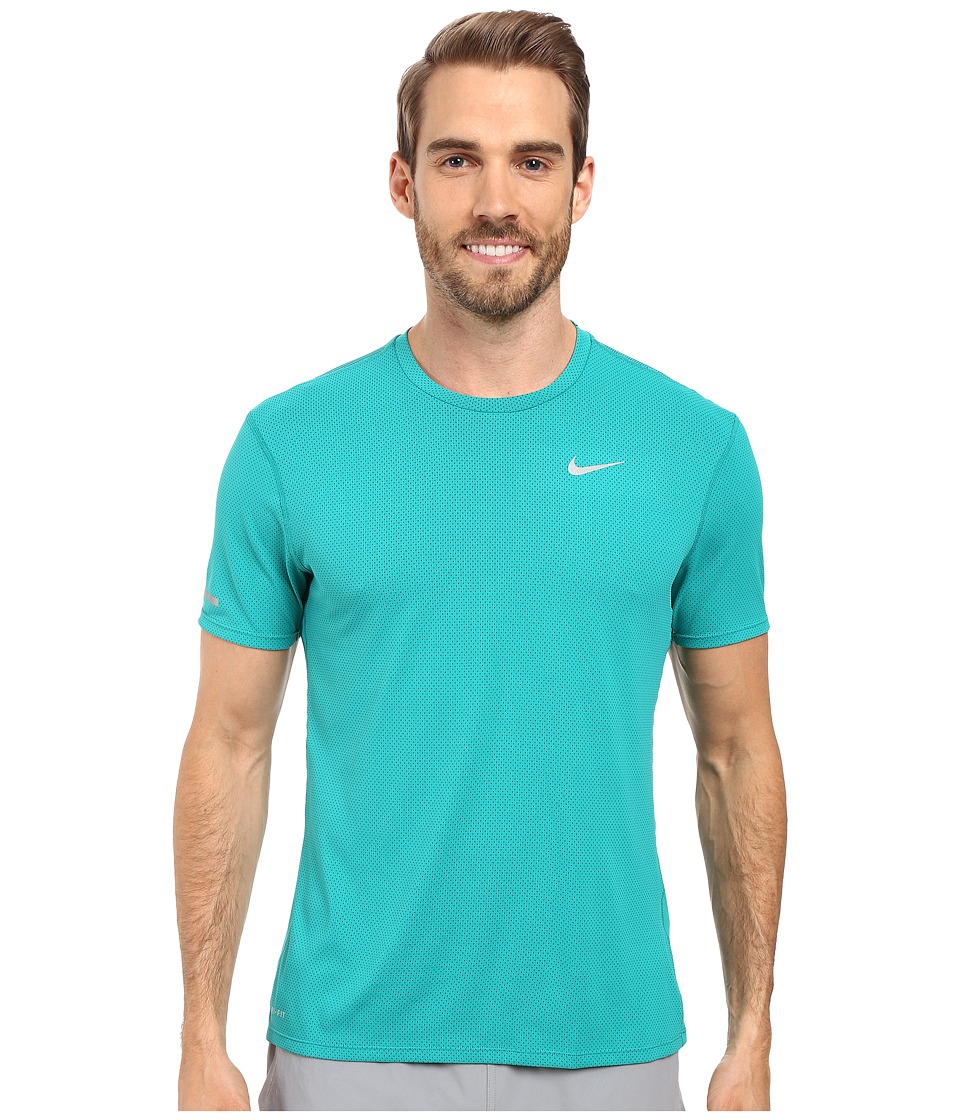 Nike Dri-FITtm Contour S/S Running Shirt (Teal Charge/Reflective Silver) Men