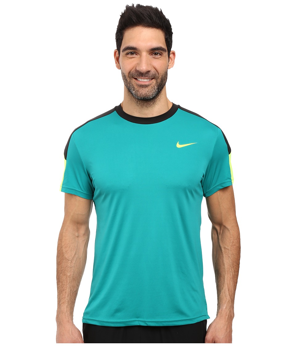 Nike Court Tennis Shirt (Rio Teal/Black/Volt/Volt) Men