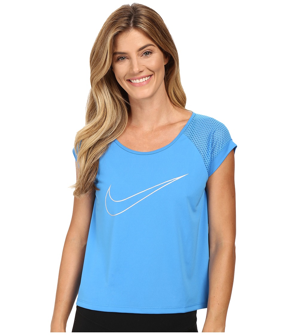 Nike Dry Top Short Sleeve Run Fast (Light Photo Blue/Reflective Silver) Women