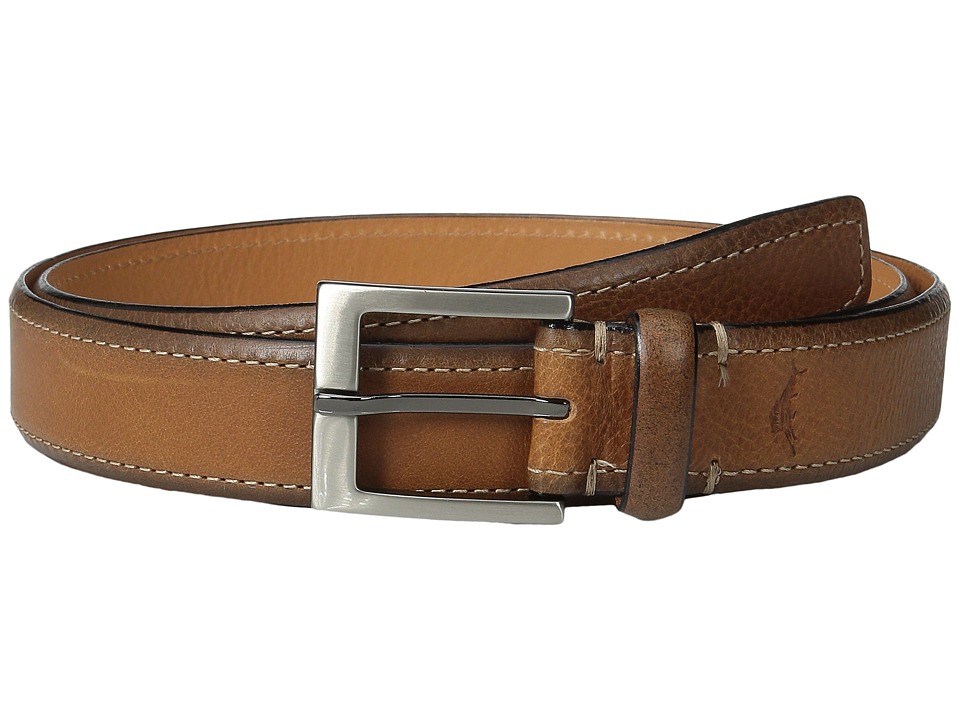 Tommy Bahama Italian Leather w/ Contrast Stitch (Tan) Men