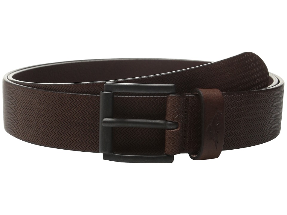 Tommy Bahama Italian Leather Herringbone Embossed (Brown) Men