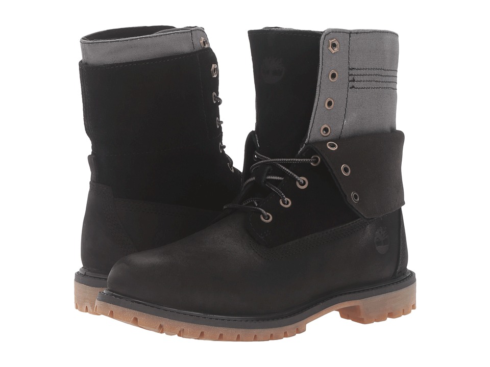 Timberland Authentics Double Fold-Down Boot (Black Nubuck) Women