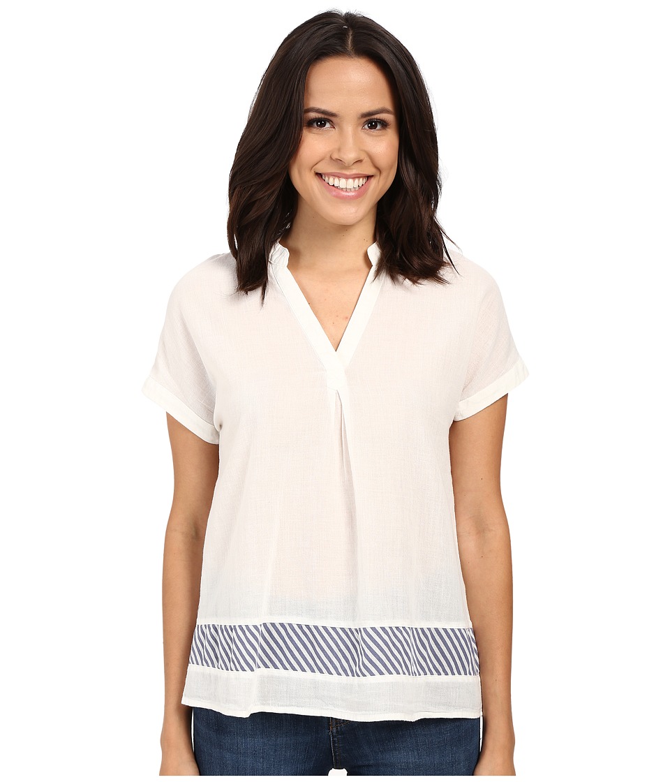Mavi Jeans Stripe Detail V-Neck Top (Antique White) Women