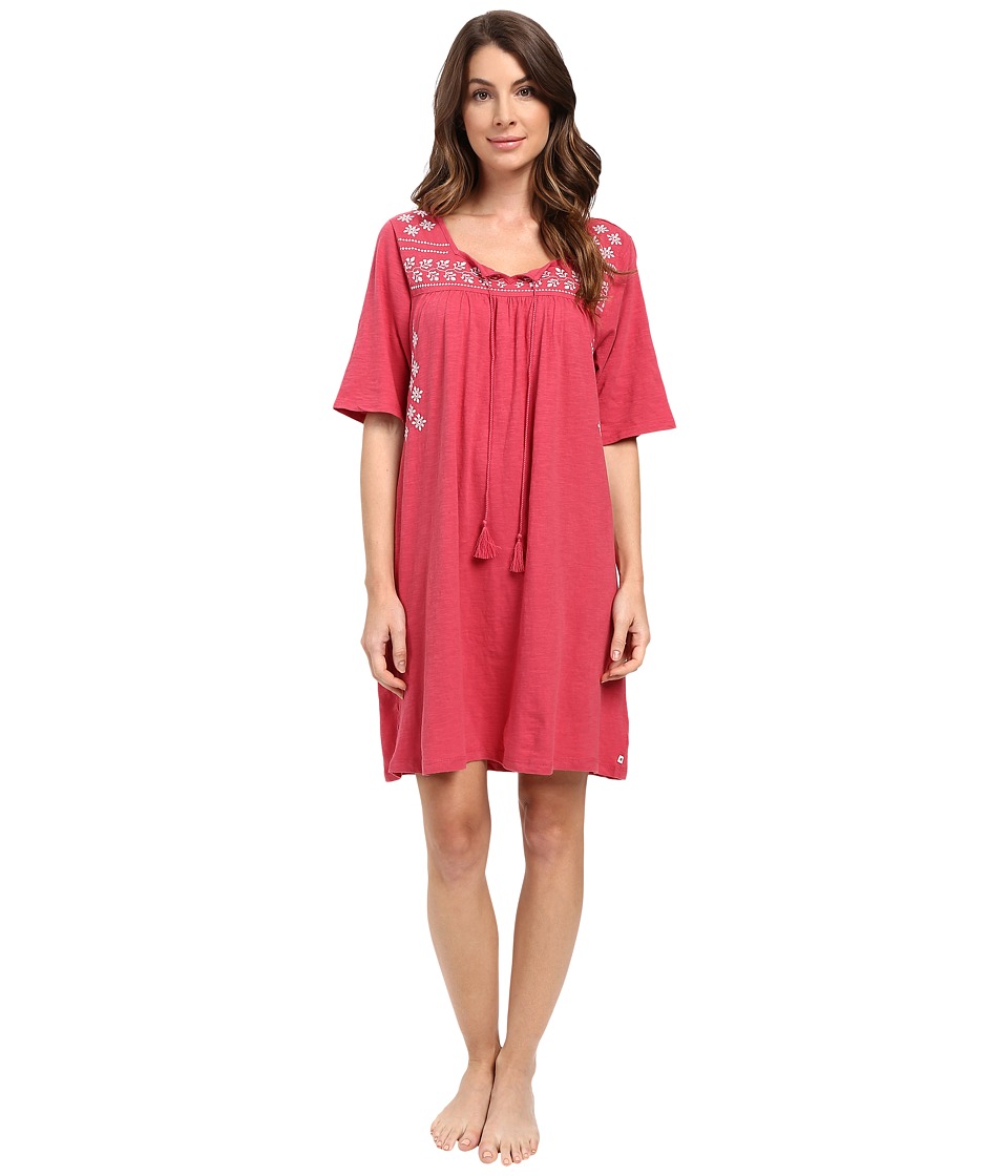 Lucky Brand - Embroidered Sleep Dress (Crimson Rose) Women