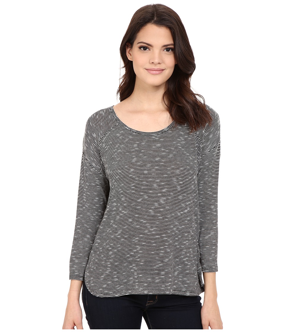 Calvin Klein Jeans - 3/4 Sleeve Slub Stripe Tee (Black) Women