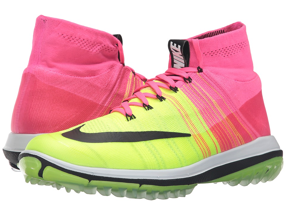 Nike Golf Flyknit Elite (Pink Blast/Volt/White/Black) Men