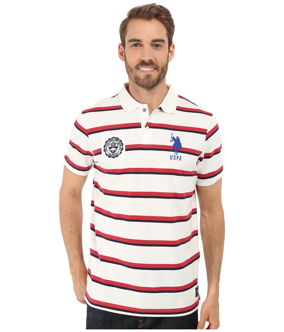 U.S. POLO ASSN. Sporty Tri-Stripe Pique Polo Shirt (White Winter) Men