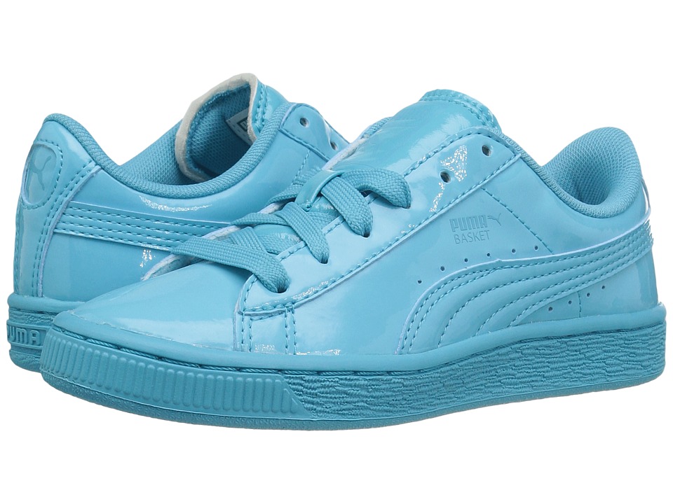 Puma Kids Basket Classic Patent PS (Little Kid/Big Kid) (Blue Atoll/Blue Atoll) Kids Shoes