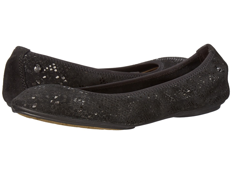 Hush Puppies Chaste Ballet (Black Metallic Snake Suede) Women