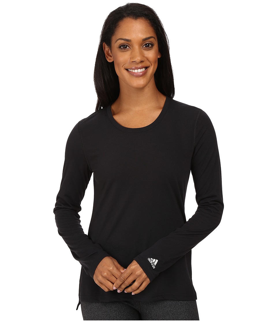 adidas Ultimate Long Sleeve Side-Slit Tee (Black/Matte Silver) Women