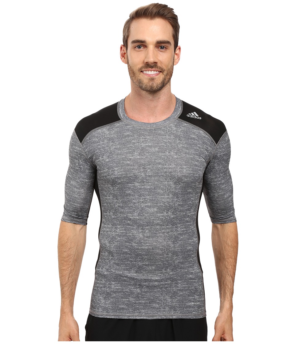 adidas Techfit Base Layer Short Sleeve Tee (Core Heather/Black) Men