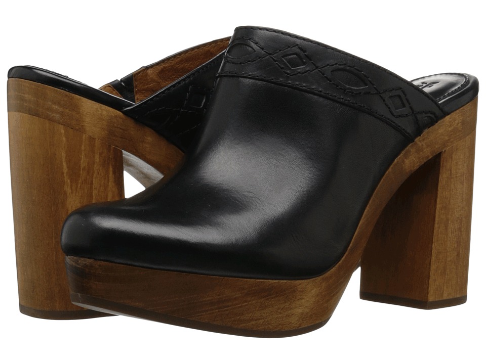 Frye Emily Clog (Black Smooth Vintage Leather) Women