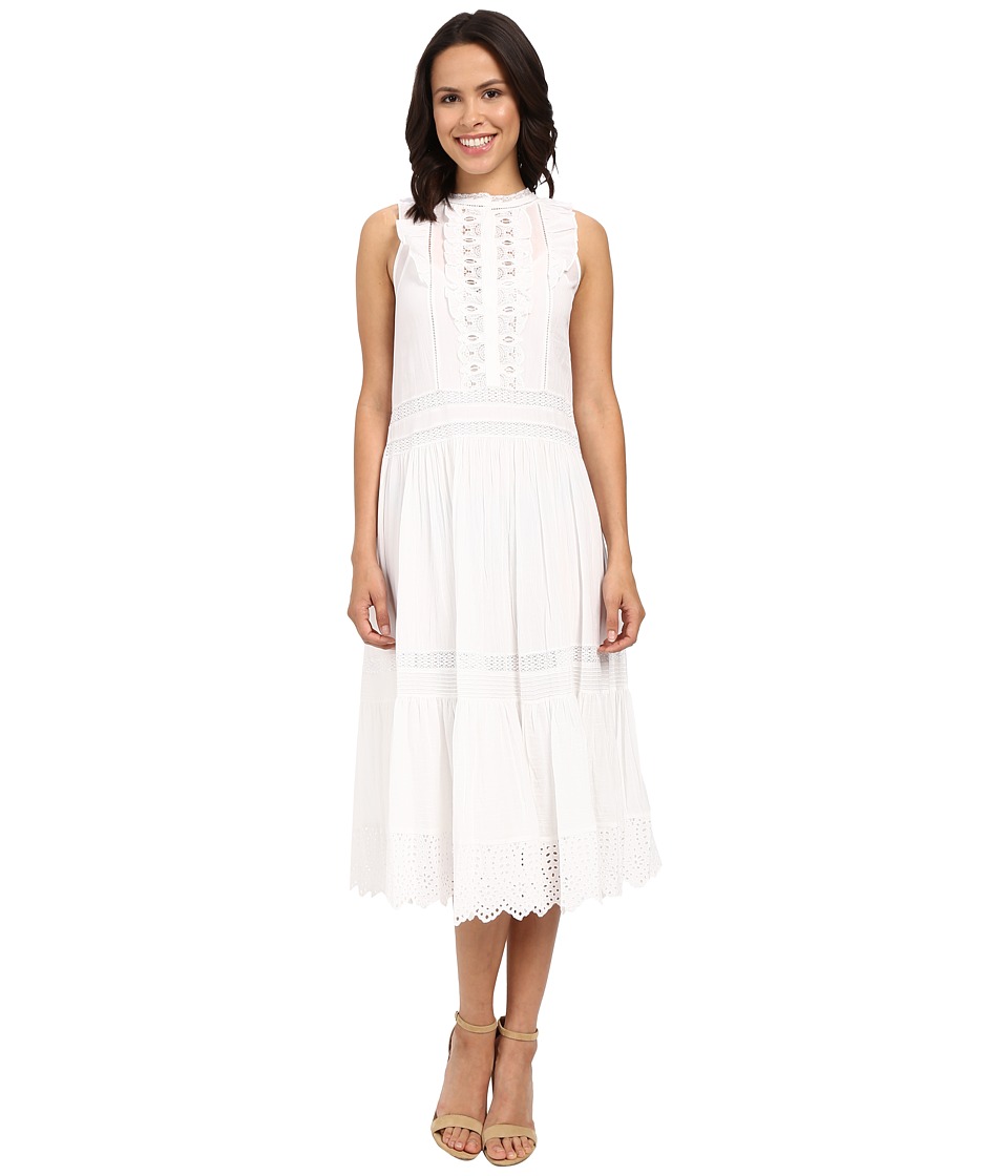 Rebecca Taylor Victorian Voile Sleeveless Voile Lace Dress (Sea Salt) Women