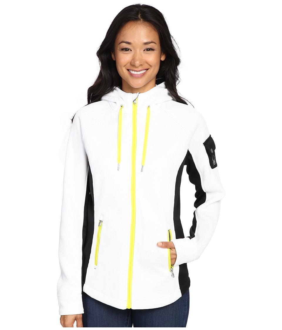 Spyder Ardent Full Zip Hoodie Mid Weight Core Sweater (White/Black/Acid) Women
