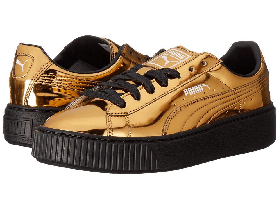PUMA Basket Platform Metallic (Gold/Gold/Puma Black) Women