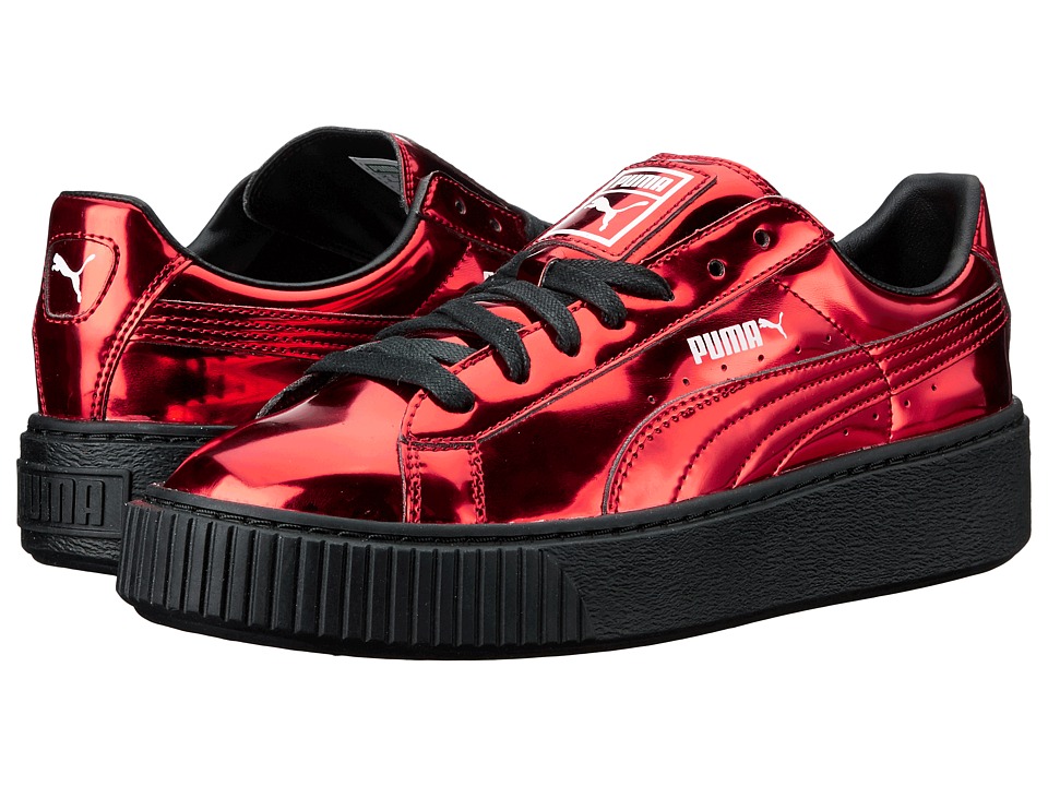 PUMA Basket Platform Metallic (High Risk Red/High Risk Red/Puma Black) Women