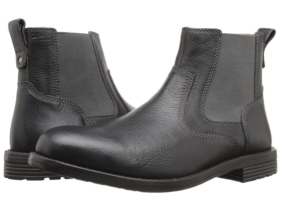 Clarks Faulkner On (Black Leather) Men