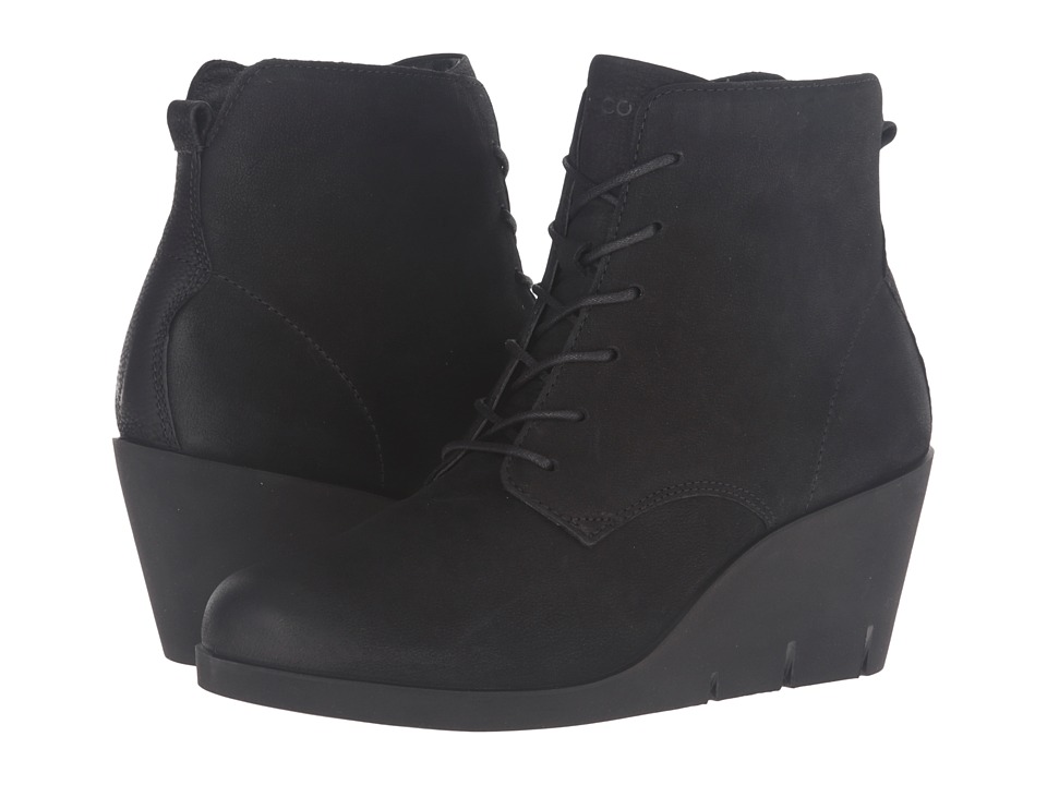 ECCO Bella Wedge Tie (Black Cow Nubuck) Women