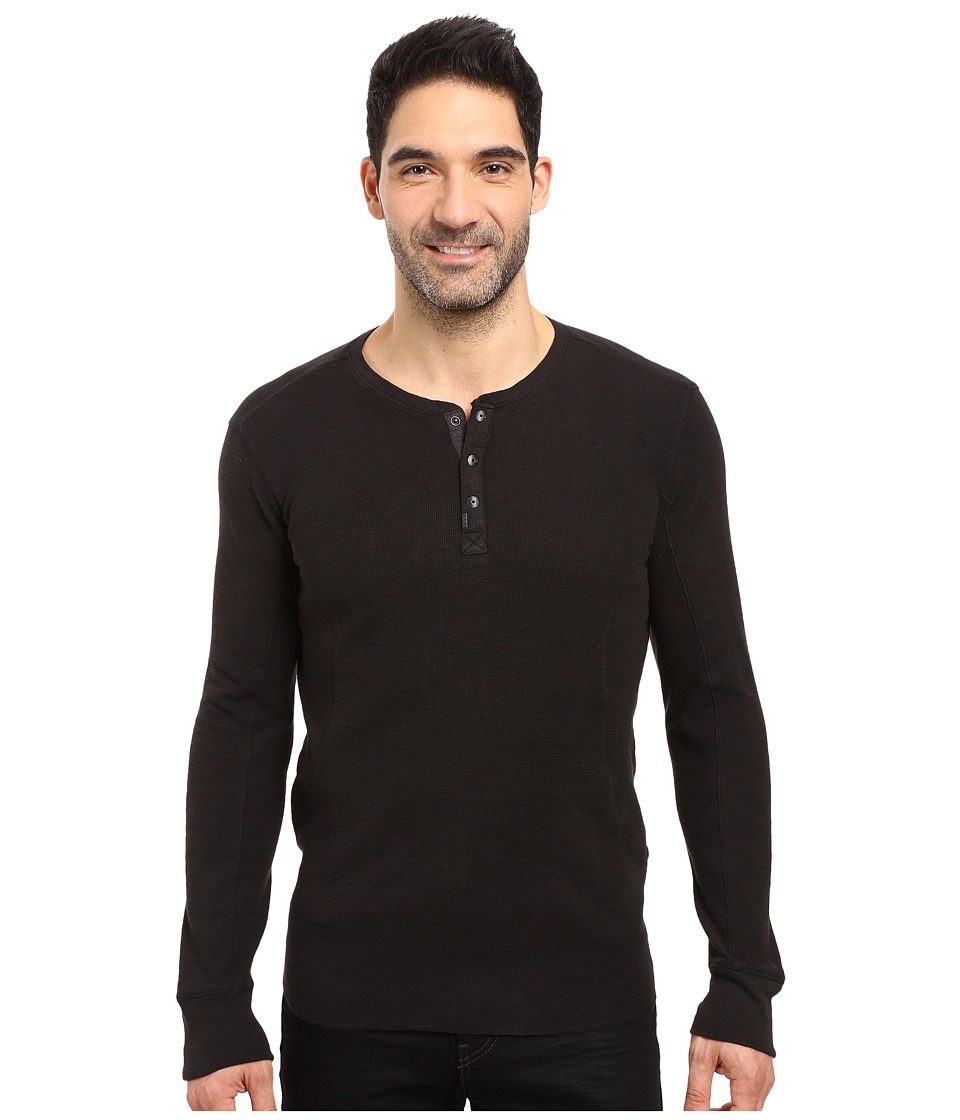Calvin Klein Jeans Mixed Media Slub Waffle Henley (Black) Men