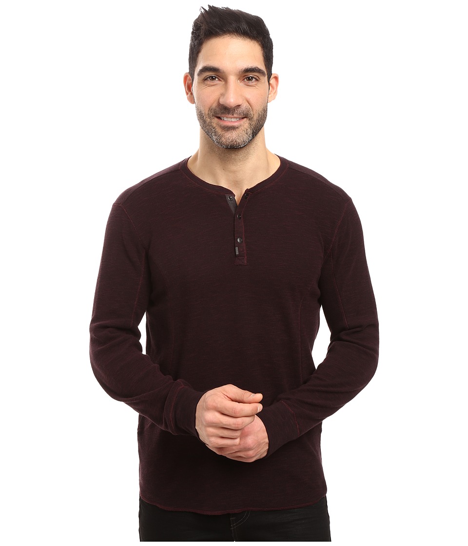 Calvin Klein Jeans Mixed Media Slub Waffle Henley (Bordeaux) Men