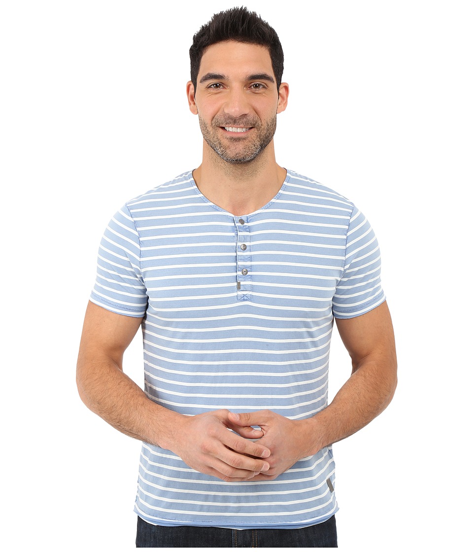 Calvin Klein Jeans - Short Sleeve Wash Stripe Henley (Dutch Blue) Men