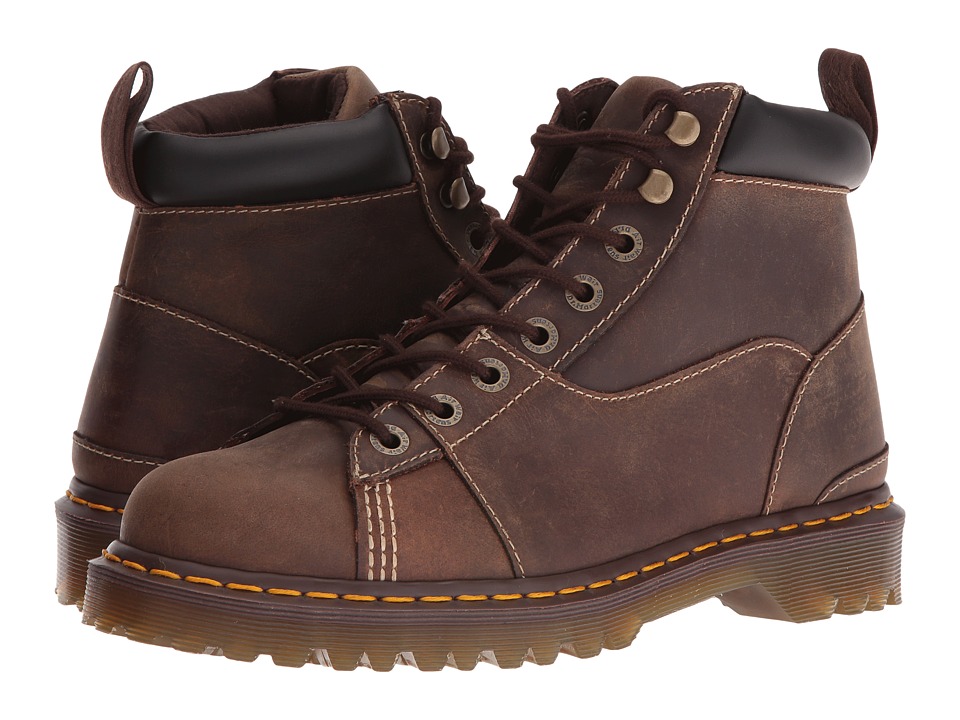 Dr. Martens Alderton Padded Collar Ankle Boot (Brown Kingdom/Black PU) Lace-up Boots