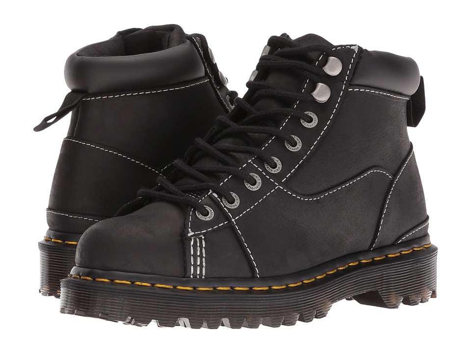 Dr. Martens Alderton Padded Collar Ankle Boot (Black Kingdom/PU) Lace-up Boots