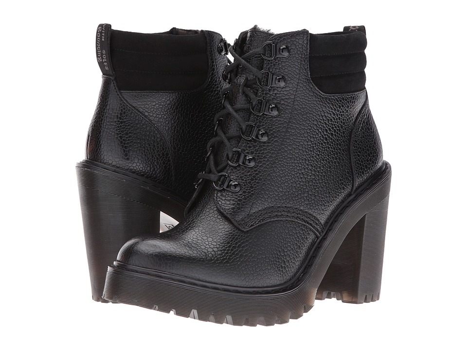 Dr. Martens Persephone FL 6-Eye Padded Collar Boot (Black Stone) Women