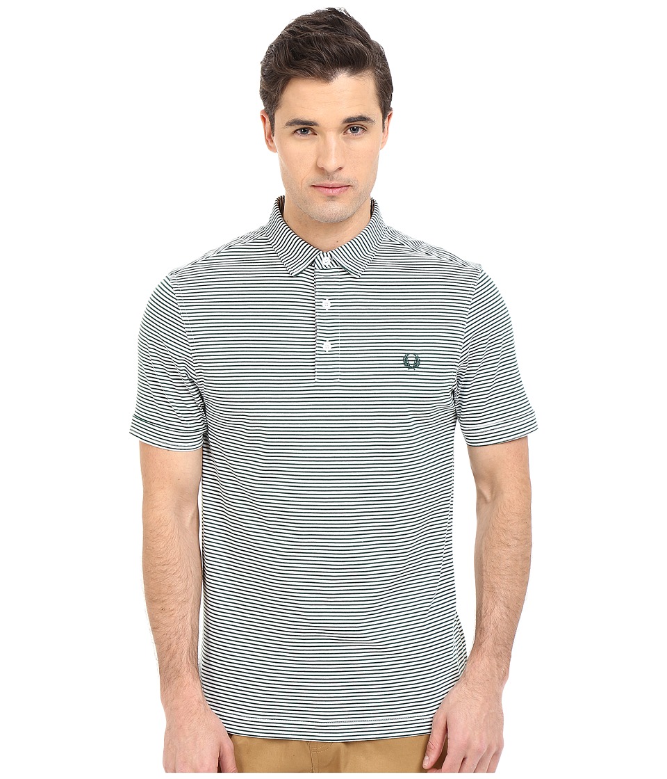 EAN 5034604561617 product image for Fred Perry - Fine Stripe Shirt (White/Ivy Stripe) Men's Short Sleeve Pullover | upcitemdb.com