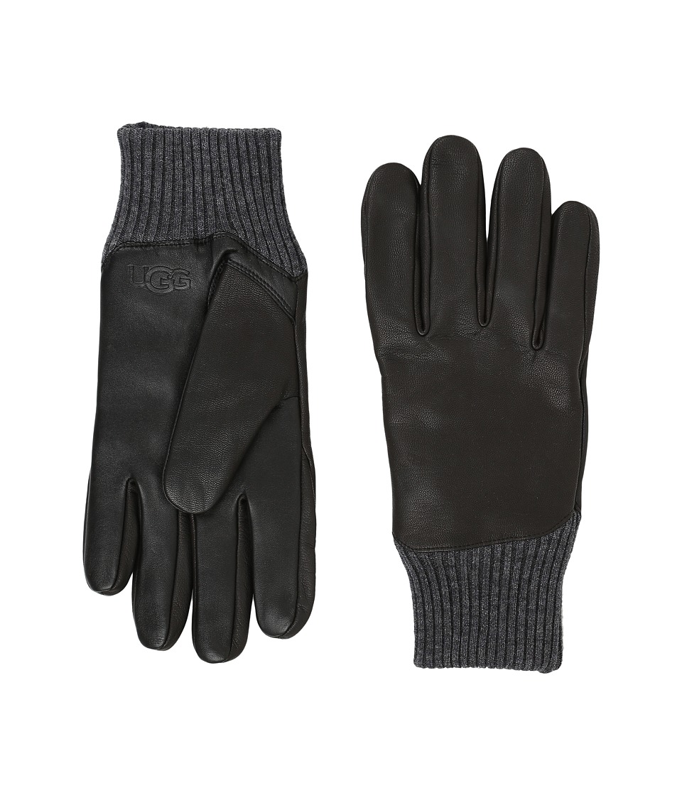 UGG - Leather Smart Gloves/Knit Trim (Black) Extreme Cold Weather Gloves