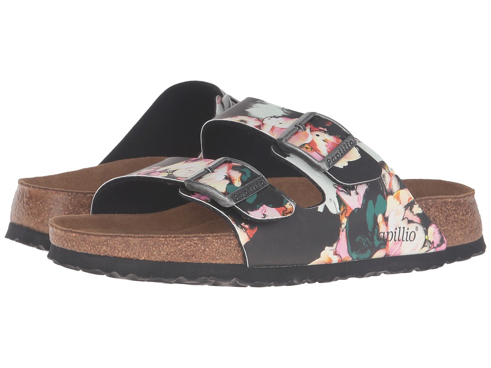Birkenstock Arizona Soft Footbed (Painted Bloom Black Birko-Flor) Women