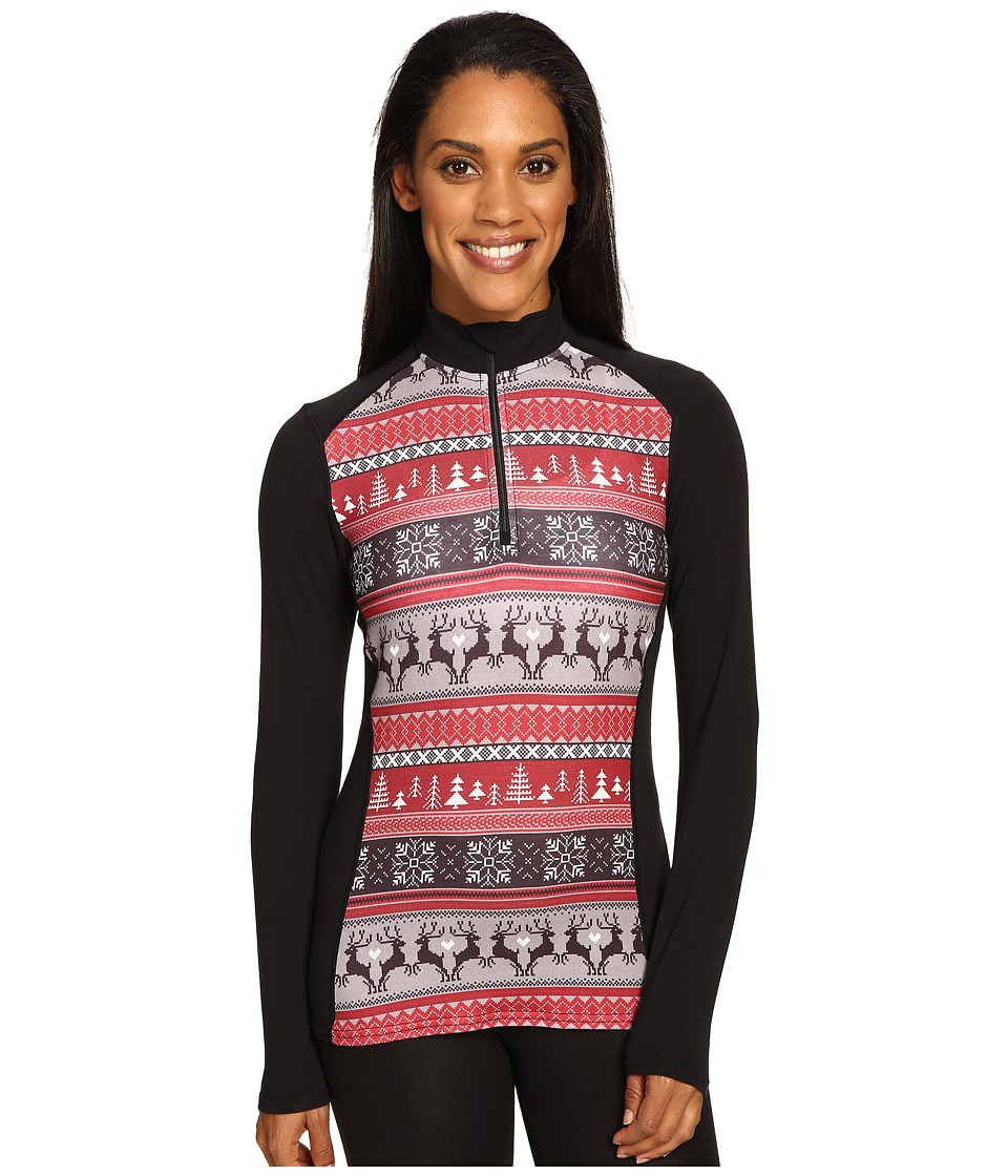 Hot Chillys MTF Print Zip-T (Holiday Fever/Black) Women